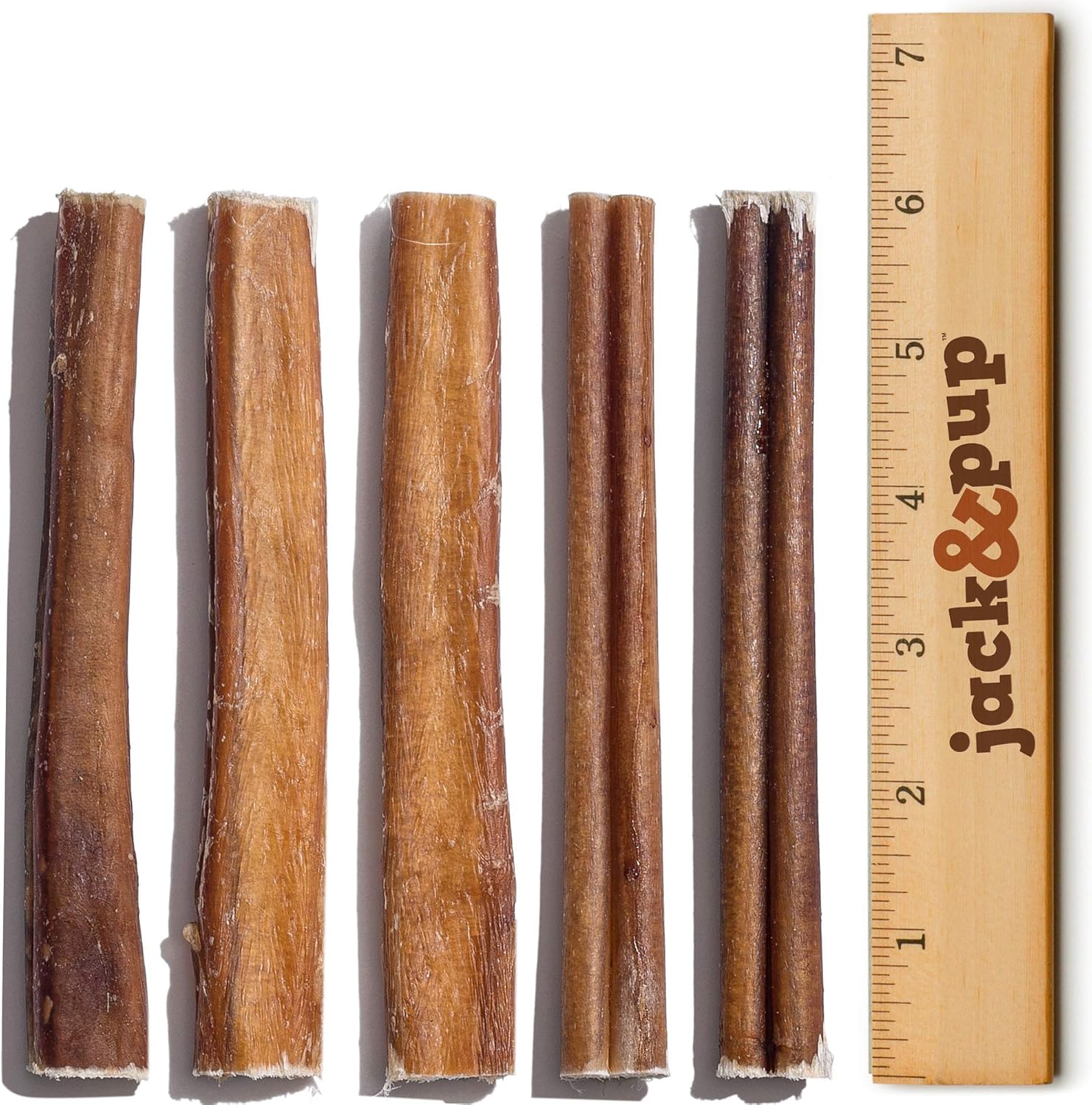 Jack&Pup Bundle - Bully Sticks + Pig Ears | 6-inch Odor Free [Extra Thick] Bully Sticks (20-Pack) | Half Pig Ears for Dogs (18-Pack)
