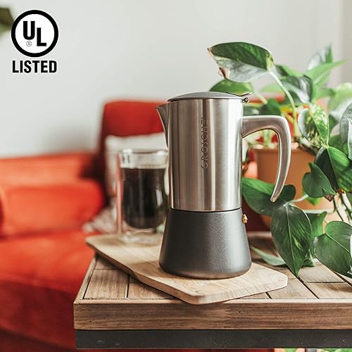 Miniatura 9 de GROSCHE Milano Steel  10 tazas de café expreso  Máquina de café expreso para estufa olla moka de acero inoxidable para Greca  Máquina de café