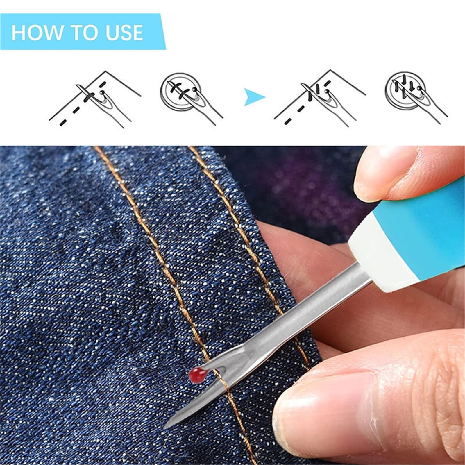 Destripadores de Costuras, 20 Piezas, Agarre ergonómico, Herramienta Colorida for Quitar Puntadas Hilo Grande for Manualidades Costura y eliminación dobladillos(Dark Blue)