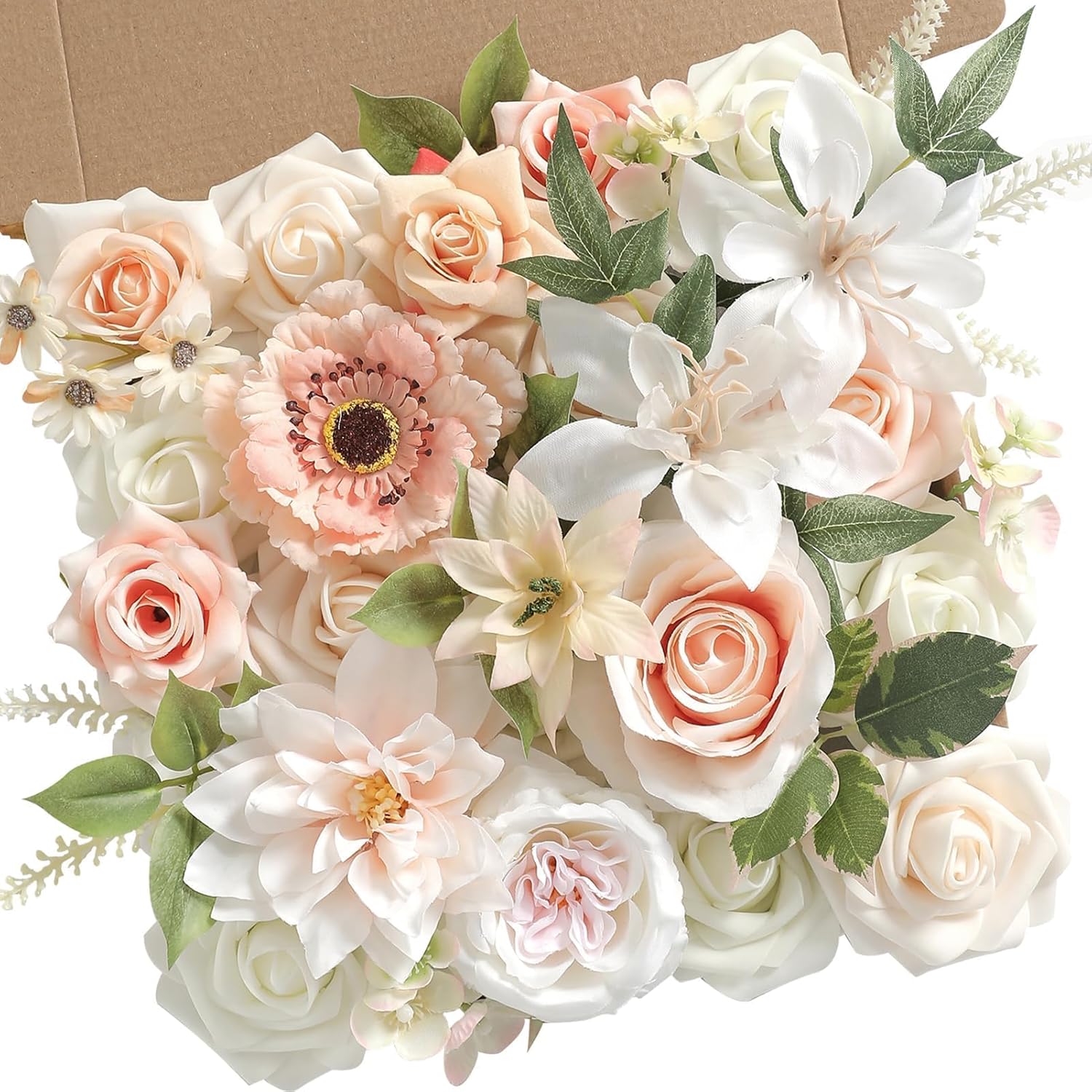 Artificial Flowers,Champagne Pink Silk Fake Flowers for DIY Wedding Bridal Bouquets, Wedding Cake Flowers for Table Centerpieces Baby Shower Birthday Party Home Decorations