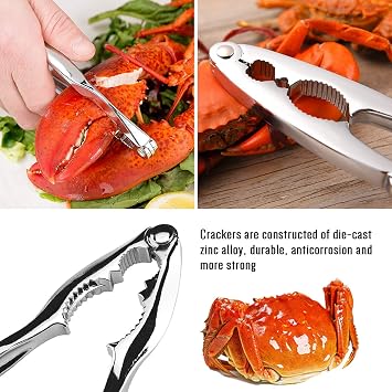 20-Pack Crab Crackers and Tools Set,Seafood Boil Party Supplies Includes 6 Crab Crackers, 6 Lobster Shellers, 6 Crab Leg Forks/Picks and 2 Seafood Scissors & Black Storage Bag - Nut Cracker Set