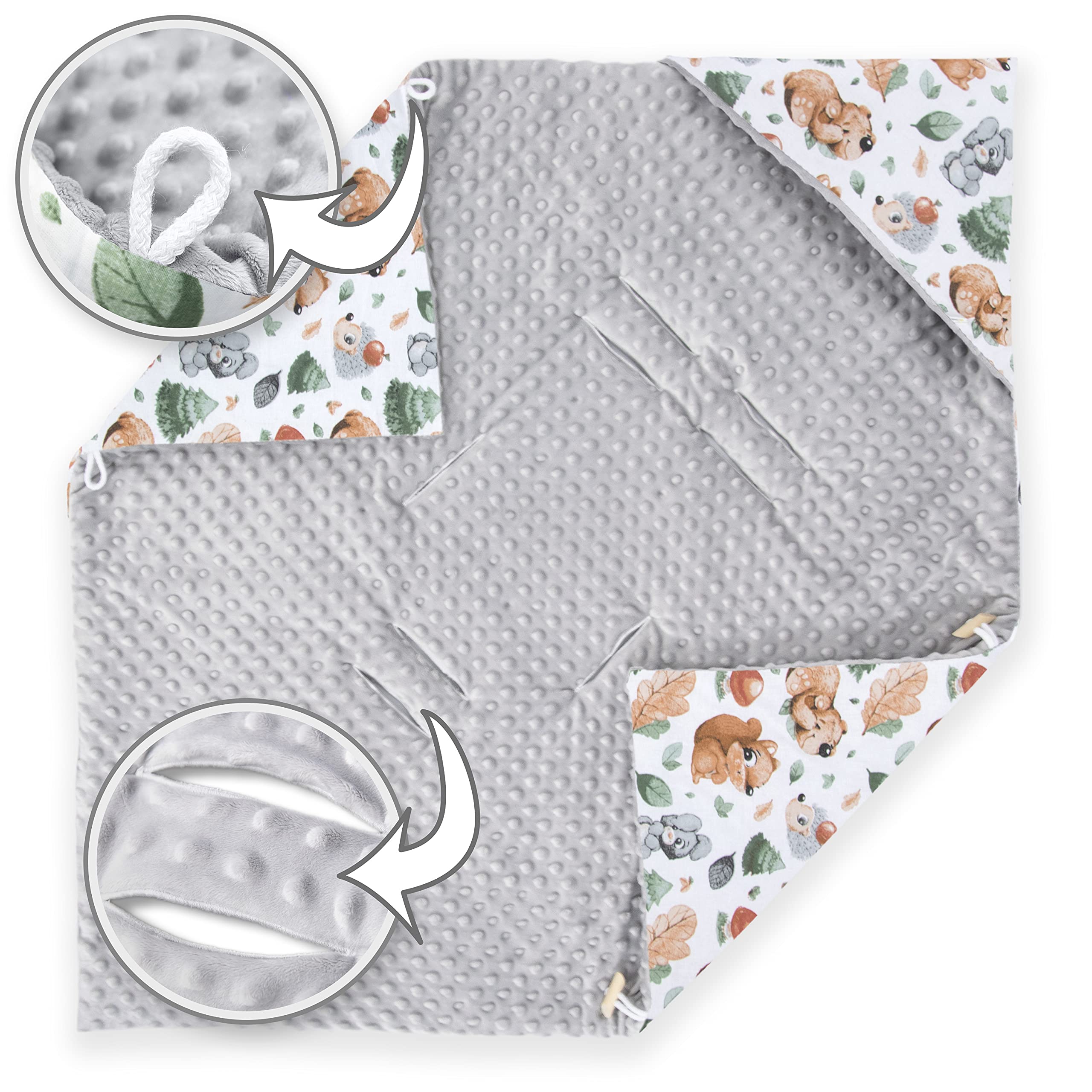 Amilian Copertina per ovetto, 90 x 90 cm, per il comfort e la sicurezza del vostro bambino, per passeggino o seggiolino auto, scoiattolo