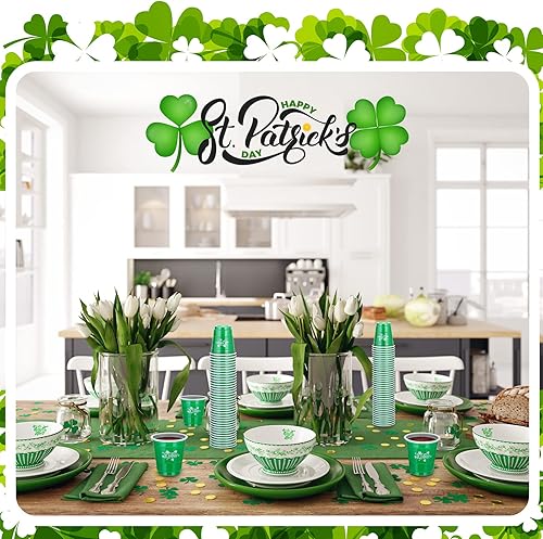 Miniatura 4 de 100 vasos desechables para el día de San Patricio vasos de plástico verdes para cumpleaños fiesta irlandesa degustar aperitivos y muestras