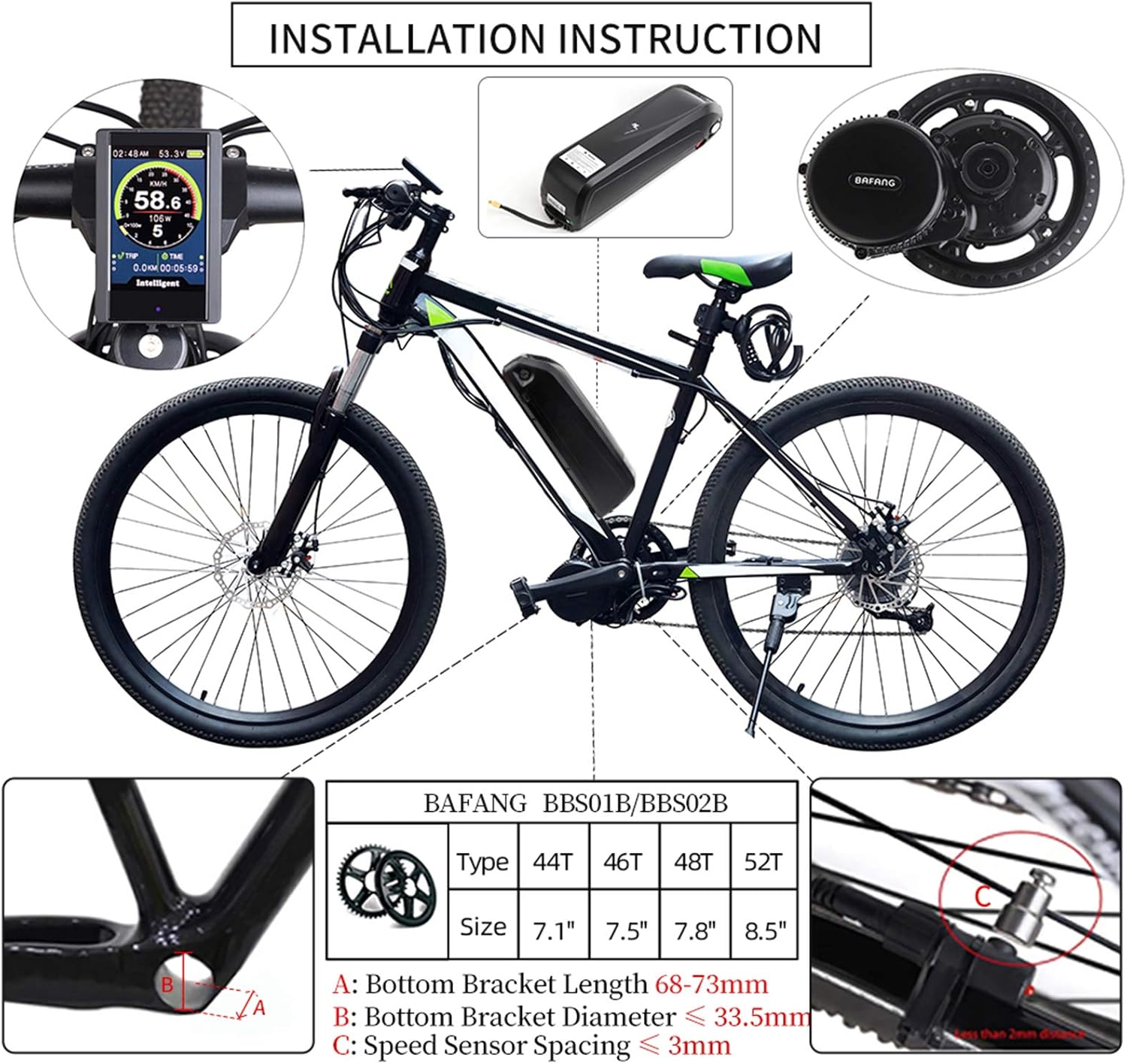 BAFANG 48V 750W Mid Drive Electric Bike Conversion Kit with HMI Display BBS02B 8FUN Mid Motor for Bike Kit with 48V Ebike Battery BAFANG 48V 750W Mid Drive Electric Bike Conversion Kit with HMI Display BBS02B 8FUN Mid Motor for Bike Kit with 48V Ebike Battery