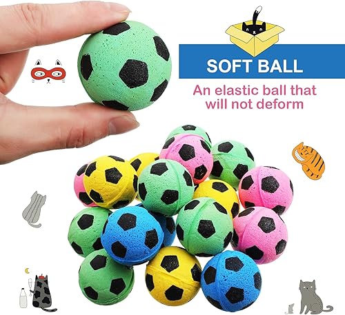 Miniatura 6 de Skylety 32 piezas de esponja de espuma de fútbol de juguete interactivo para gatos de fútbol pelota deportiva para gato gatito mascota