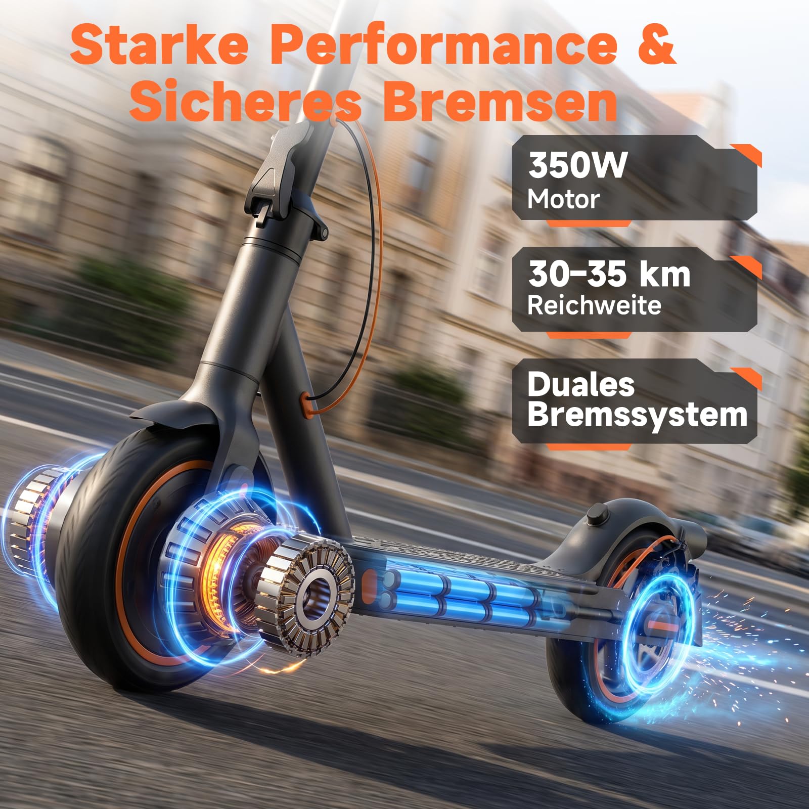E Scooter S3ABE mit Straßenzulassung, 350W Motor, 20 km/h, 35 km Reichweite, E-ABS & Scheibenbremse, Seemar Faltbarer E-Roller