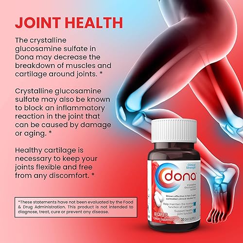 Miniatura 11 de Dona Sulfato de glucosamina cristalina, 750 mg, píldoras de suplemento para articulaciones para comodidad de rodilla y apoyo a la salud