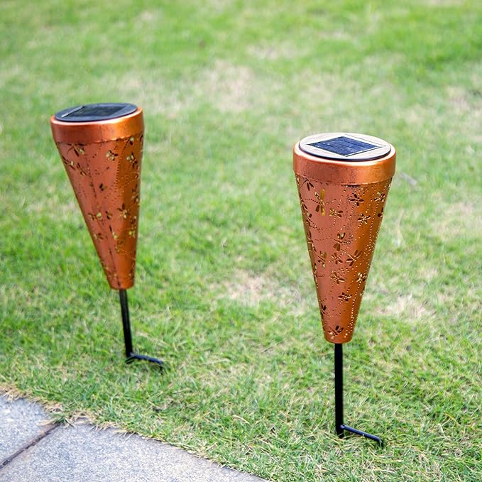 This long-endurance solar-powered landscape lighting is not only easy to use but also saves energy and money. Simply turn on the switch for the first time and let the sun do the rest. Made of upgraded durable metal, this yard decoration light will not deform or be blown away easily. With a size of 7.56”(H)*3.62”(L)*3.62”(W), it is a perfect gift for family and friends for various occasions such as festivals, Christmas, birthdays, or just to add some charm to your outdoor space. With a 365-day product warranty, you can enjoy the beauty and functionality of this solar light worry-free. Description by ChatGPT.