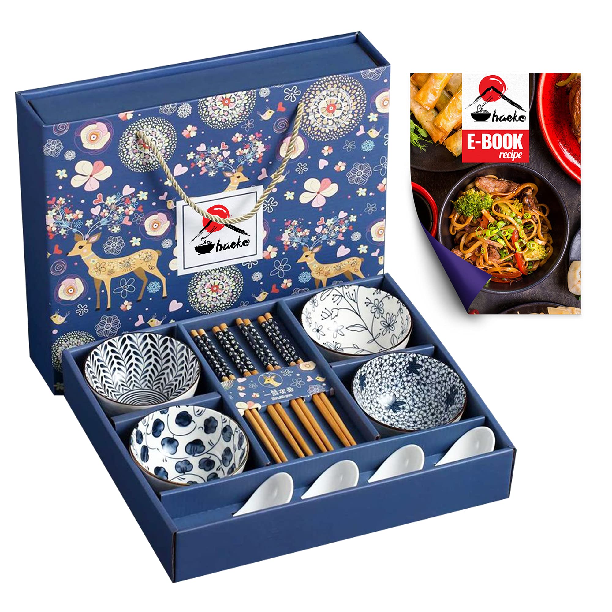 Buy HAEKO Ramen Set of 4 Japanese Style Ramen Noodle with Chopsticks