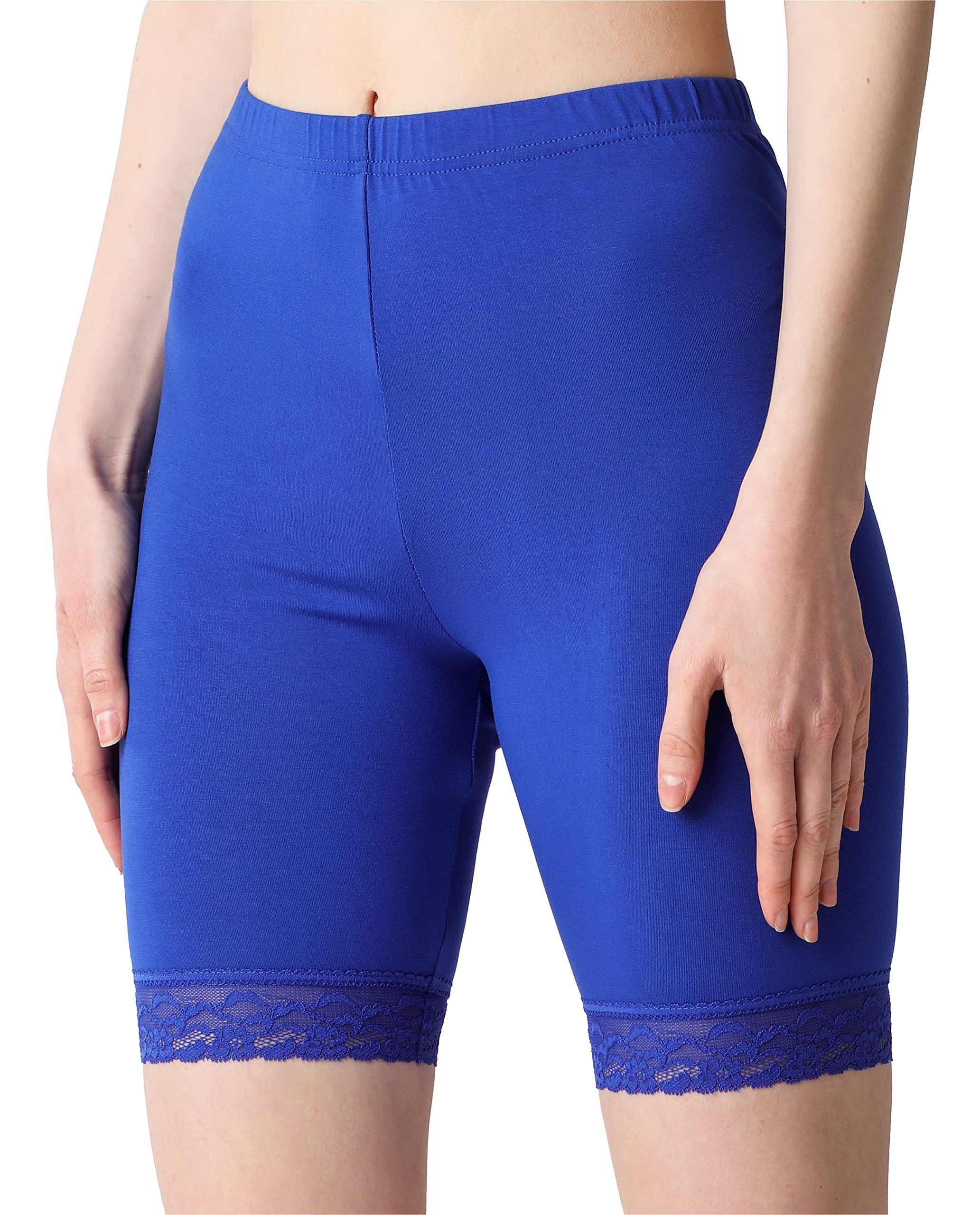 Bellivalini Damen Kurze Leggings aus Viskose mit Spitze BLV50-216