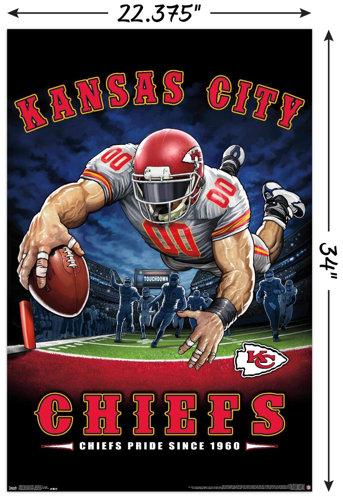 Amazon.com: Trends International NFL Kansas City Chiefs - End Zone 17 Wall  Poster, 22.375" x 34", Unframed Version: Posters & Prints