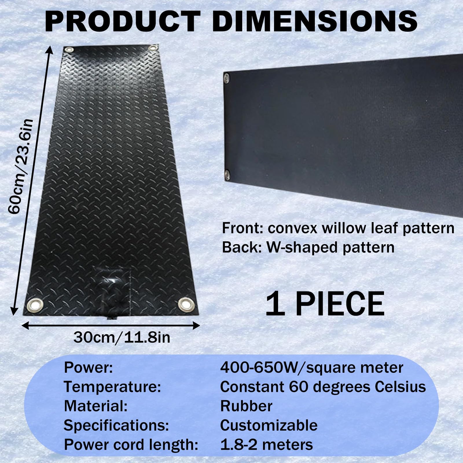 Tapis Chauffant AntidéRapant pour Fonte De Neige, Tapis De Fonte De Neige Chauffant AntidéRapant, Chauffage AntidéRapant, Produits De DéNeigement Et De DéGivrage C-1piece