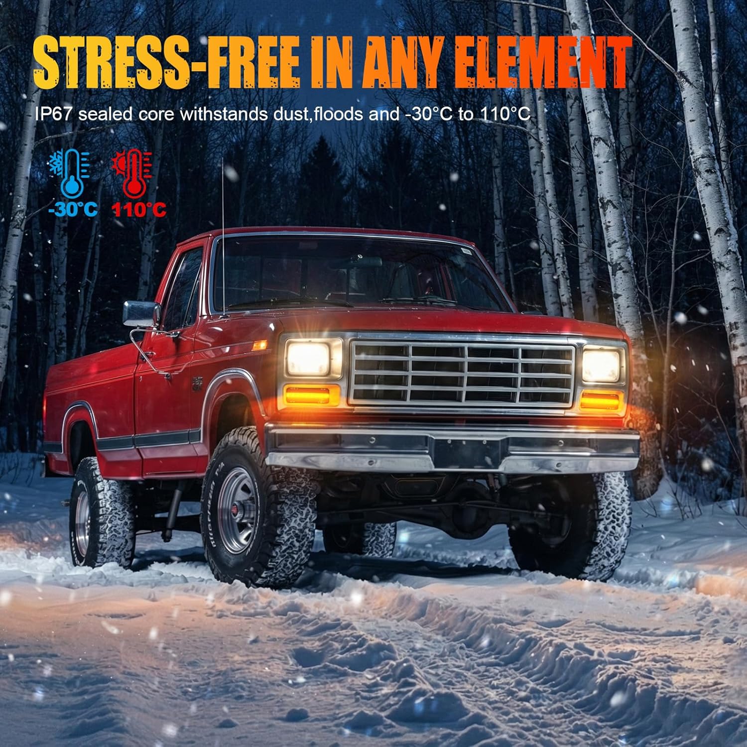 R&F Auto LED Front Turn Signal Lights for 1980-1986 F150/F250/F350; 1980-1983 F100 Modern Running Lamps Corner Lamp; 80-86 Bronco Upgrade White Parking Light + Amber Turn Signal Smoked lens