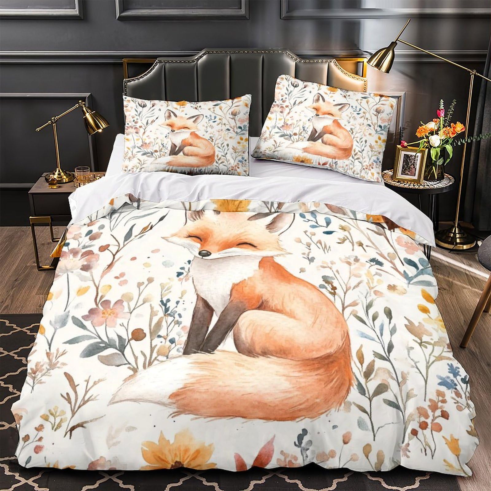 Housse de couette chien 260x220cm avec taies parure lit super king microfibre