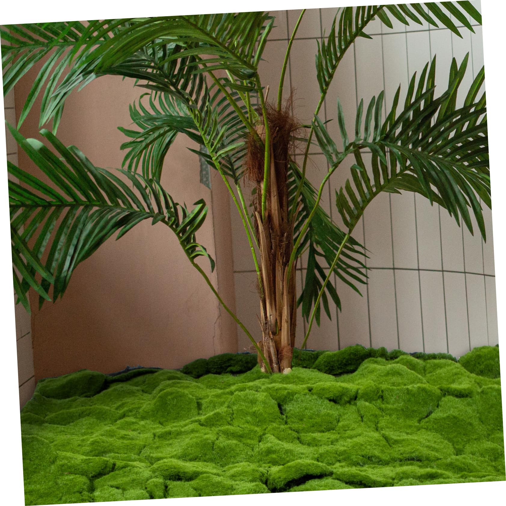 Cabilock Césped Artificial de Musgo Realista para Jardín y Dormitorio, Alfombra de Musgo Verde Material de Algodón y Algodón de Perla, Resistente al Desvanecimiento