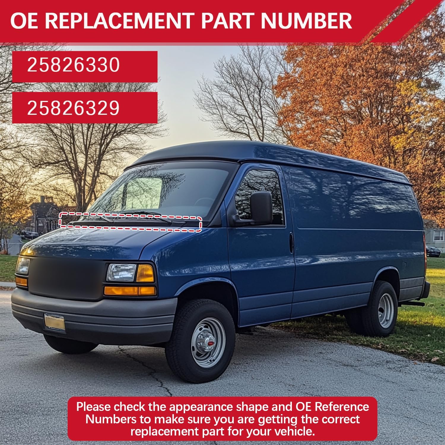 Windshield Wiper Cowl Panel Grille Compatible with 1996-2017 Express Savana 1500 2500 3500 Passenger Left and Right Side Front Window Cover Insert Panel Replace OE#25826330 25826329