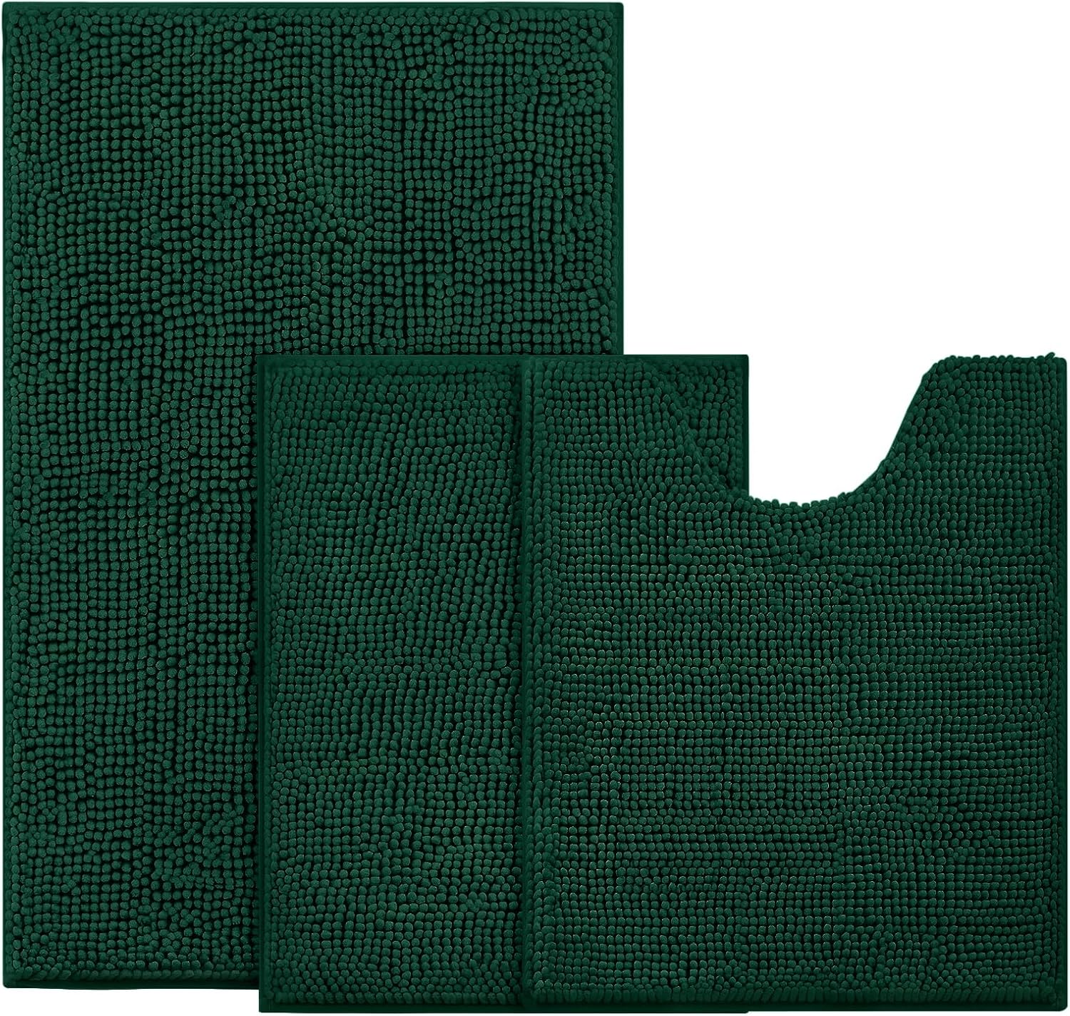 BYSURE Dark Green Bathroom Rugs Sets 3 Piece Non Slip Extra