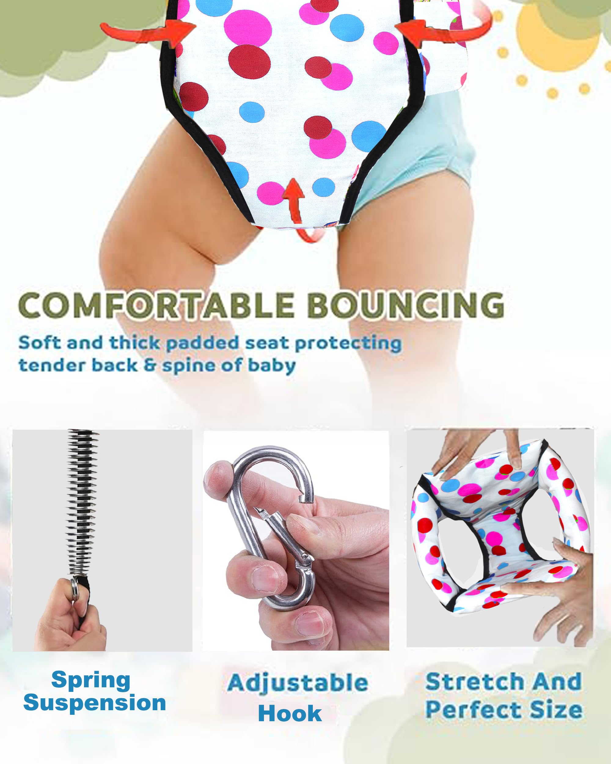 Vparents 2 in 1 Baby Toddler Jumper with Window Hanging Metal Stand Cum Baby Walking Harness Function, Fun Activity for 6-12 Months Infant Preemiee 4