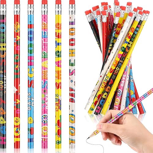 Yexiya Lápices de 100 días de escuela juego de lápices coloridos para profesores 100 días más inteligentes lindos suministros escolares para