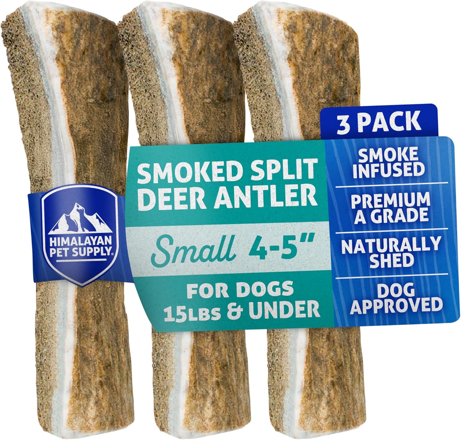 Himalayan Dog Chew Smoked Deer Antlers for Dogs – Long-Lasting Chew, Natural Split Antlers, Dog Antler Chews for Large Dogs Weighing 30-45 lbs, Splinter-Free Dog Chew Treats – 1 Large Smoked Antler