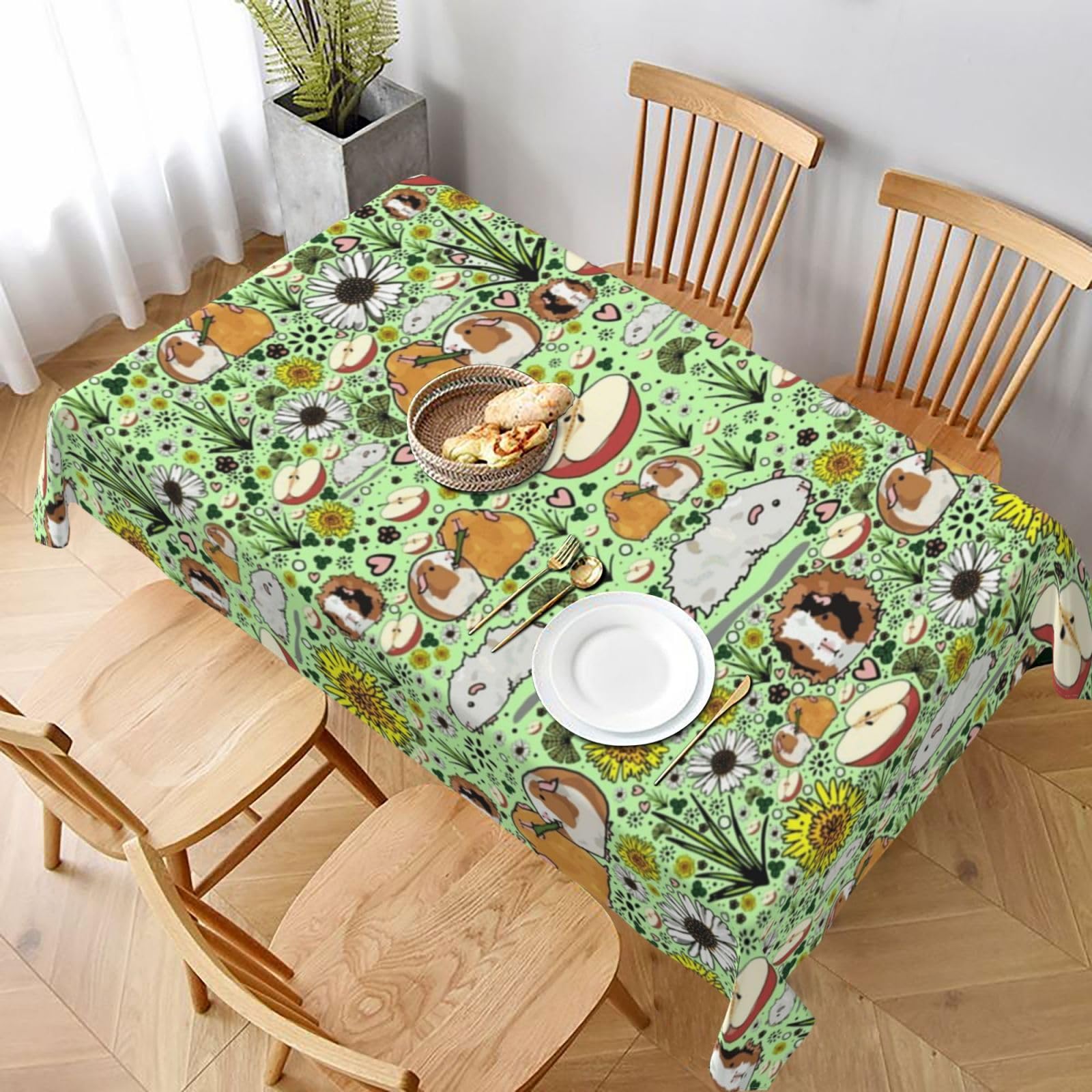 BNVSADC guinea pig Printed Rectangle Tablecloth 228x152 CM, Water Resistant Polyester Table Cloth Decorative Fabric Table Covers for Kitchen Dining Table Parties Camping