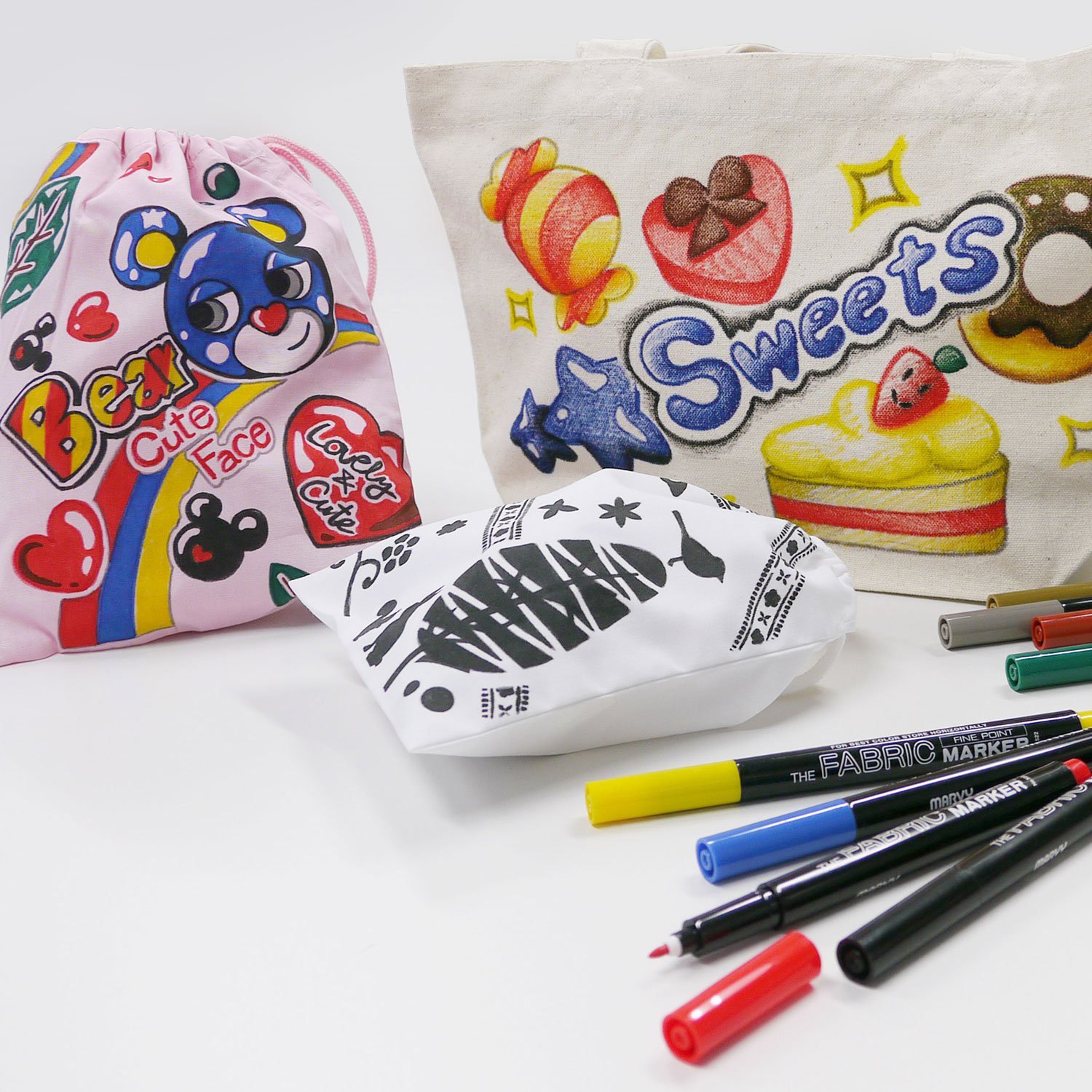 Amazon | マービー ファブリックマーカー 細書 8色Aセット 522-8A | 布