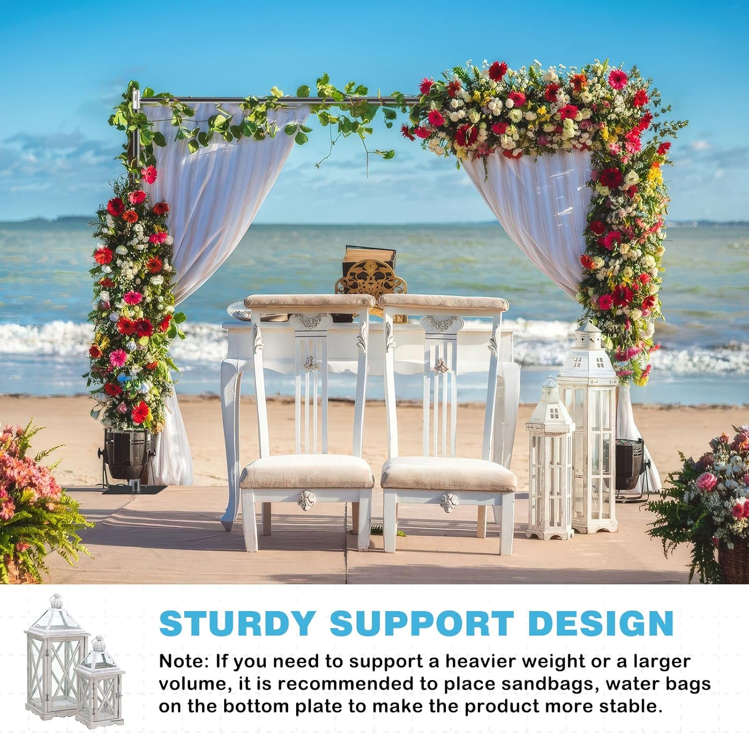 Pipe and Drape Backdrop Stand, 10x10ft Heavy Duty Backdrop Stand with Metal Base, Adjustable Height & Width, Black Background Holder for Wedding Photography Birthday Party Baby Shower Decor