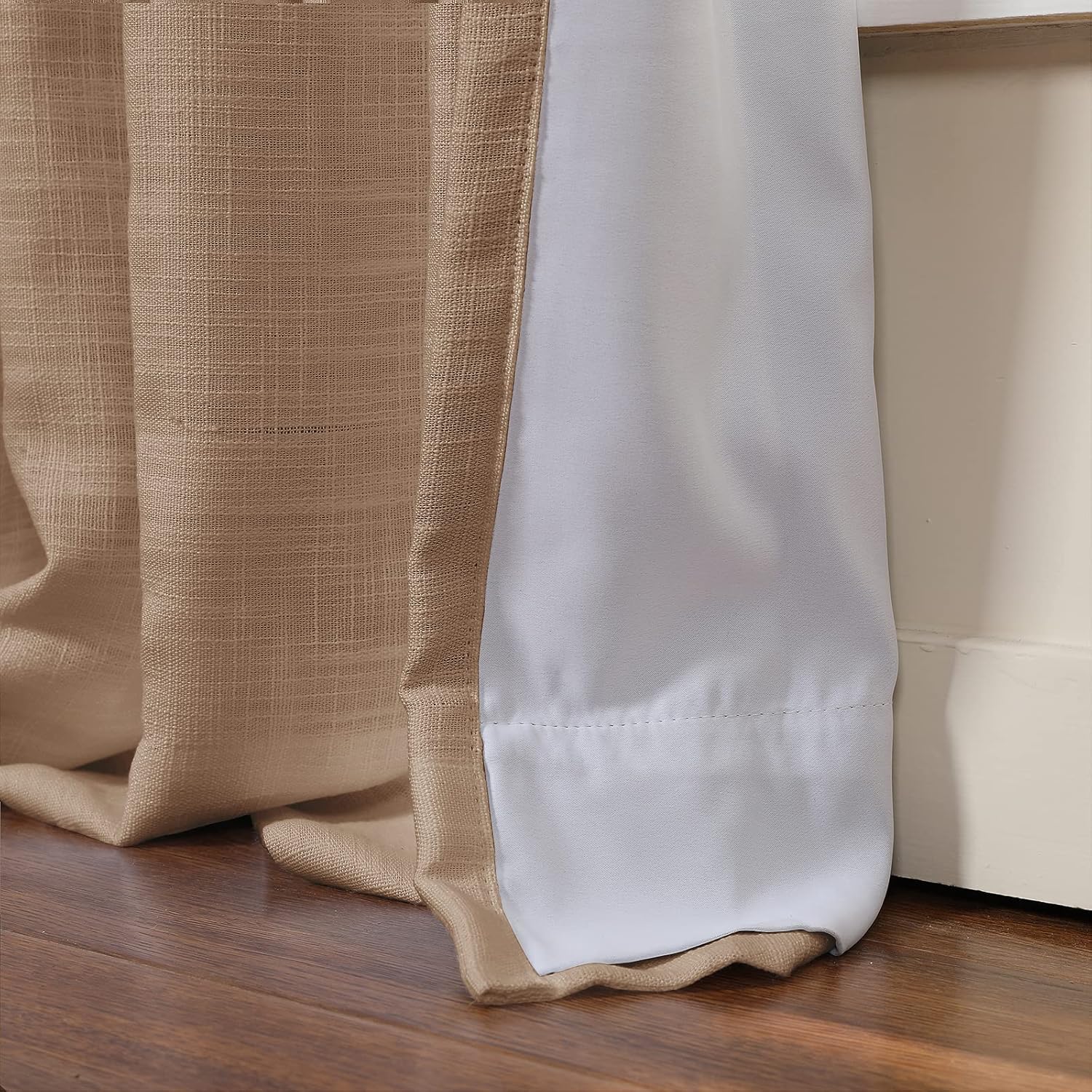 TWOPAGES Walnut Pinch Pleated Curtain 84 Inch Length Linen Blend Lined Light Filtering Curtain for Living Room Bedroom, Linen Textured Window Drape (1 Panel, 100W x 84L)