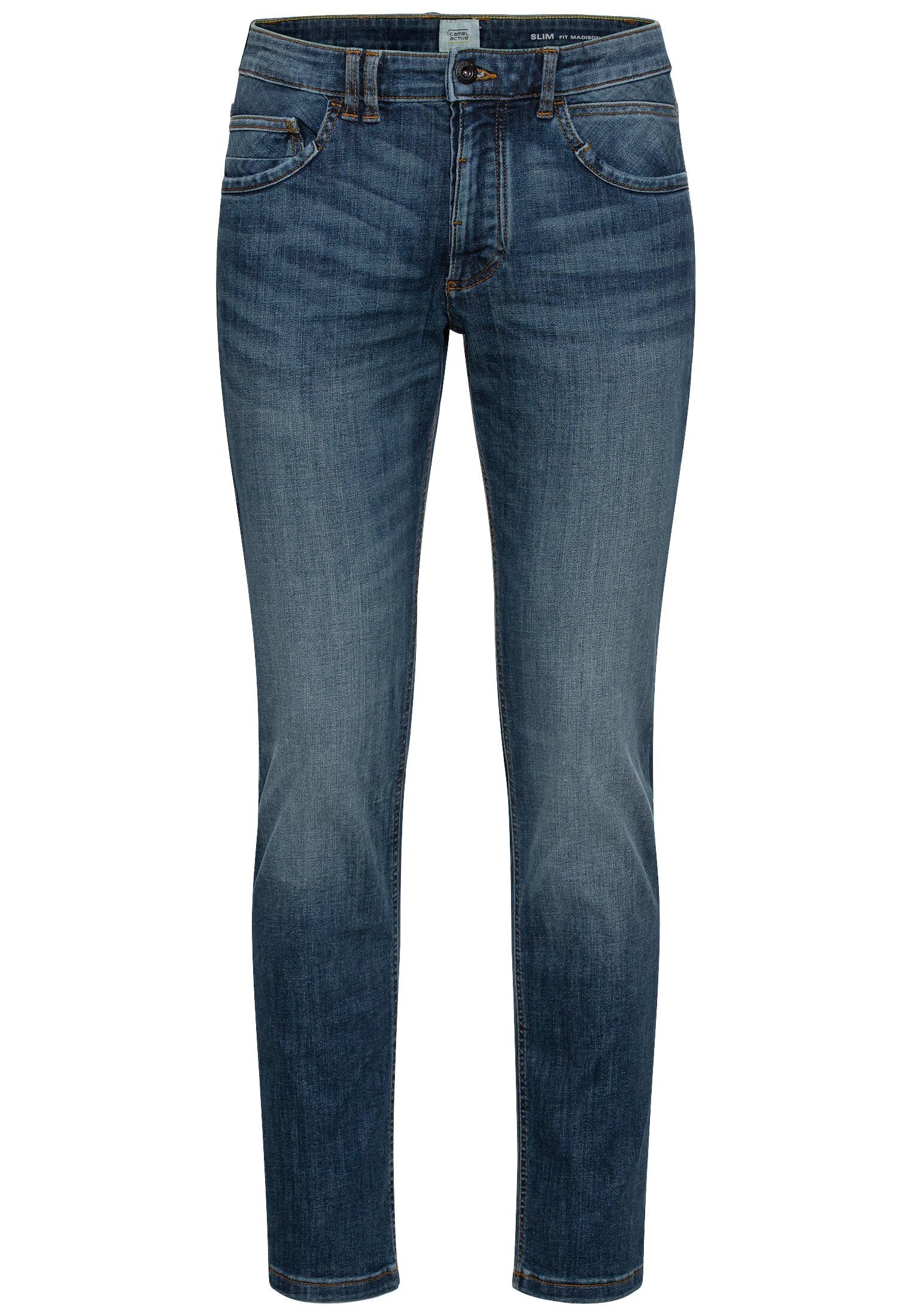 camel active Herren Slim Fit fleXXXactive® Jeans | bequeme Slim Fit Jeans mit Logo-Stick auf einer der Gesäßtaschen als 5-Pocket Hose