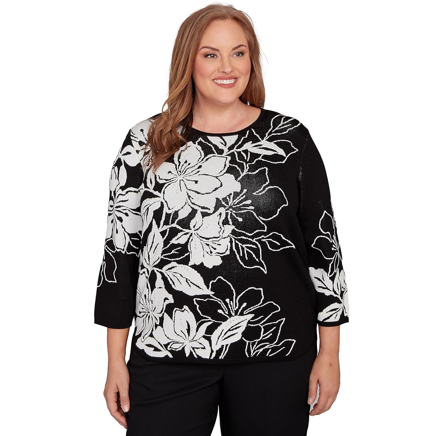 Dramatic Floral Jacquard Sweater
