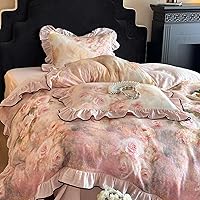 Vista 121 de 3 piezas de juego de funda de edredón tamaño individual XL, funda de edredón blanca con estampado floral azul, ropa de cama coquette de algodón