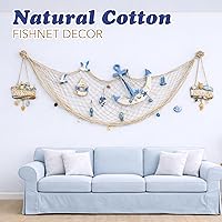 Vista 9 de 4E's Novelty Fish Net Decorative - Pack of 3 - Natural Cotton Fishnet Decor - Each 14 x 4 feet - for Mermaid Party Decorations, Luau Tropical