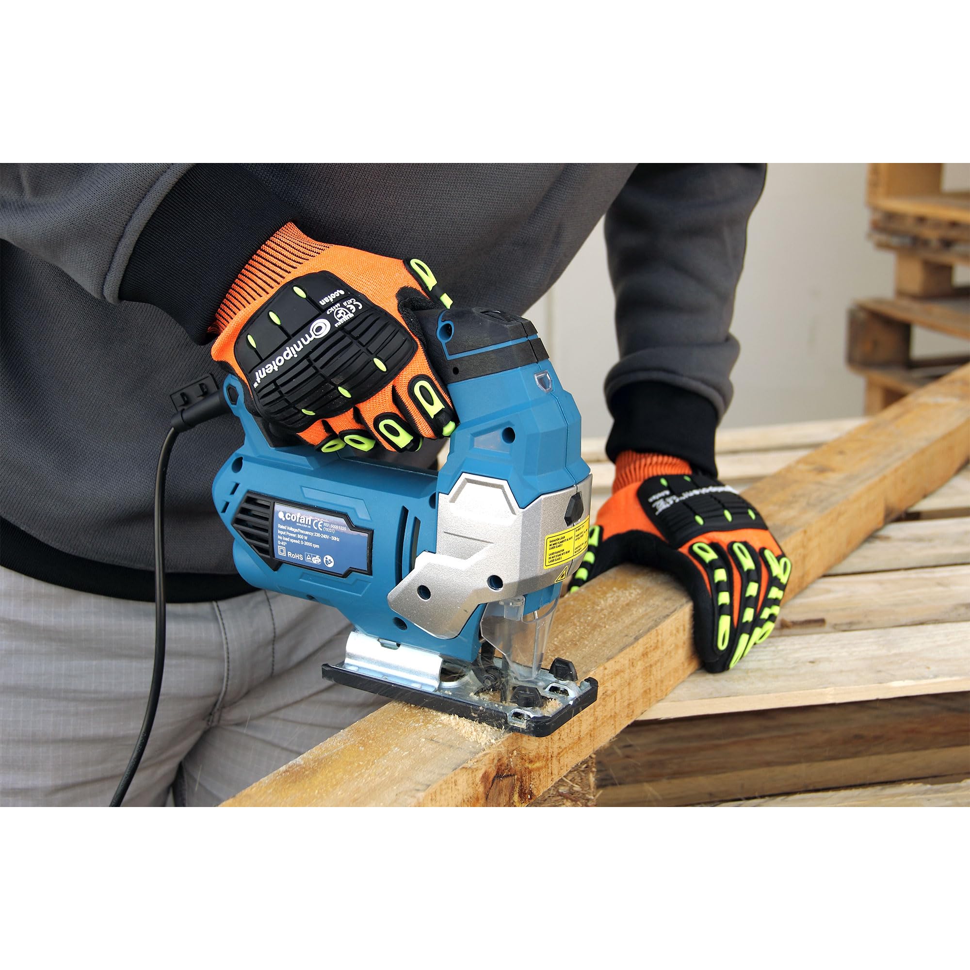 Cofan Sierra de calar electrónica 800 W 0-45º (0-3000rpm) | Láser marcador | 6 Velocidades Corte inclinado ± 45 ° | Potencia 230 V