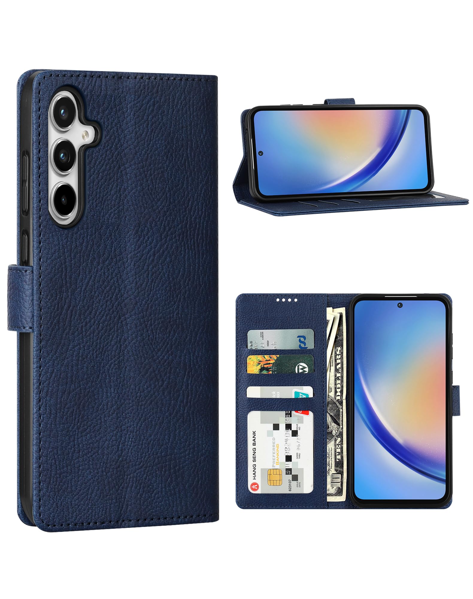 Suzii for Samsung Galaxy A35 5G Wallet Case with Stand, Shockproof Leather Case,PU Leather Flip Case with Card Slots Holder, Strong Magnetic Clasps Kickstand Phone Cover for Galaxy A35 5G 2024(Blue)