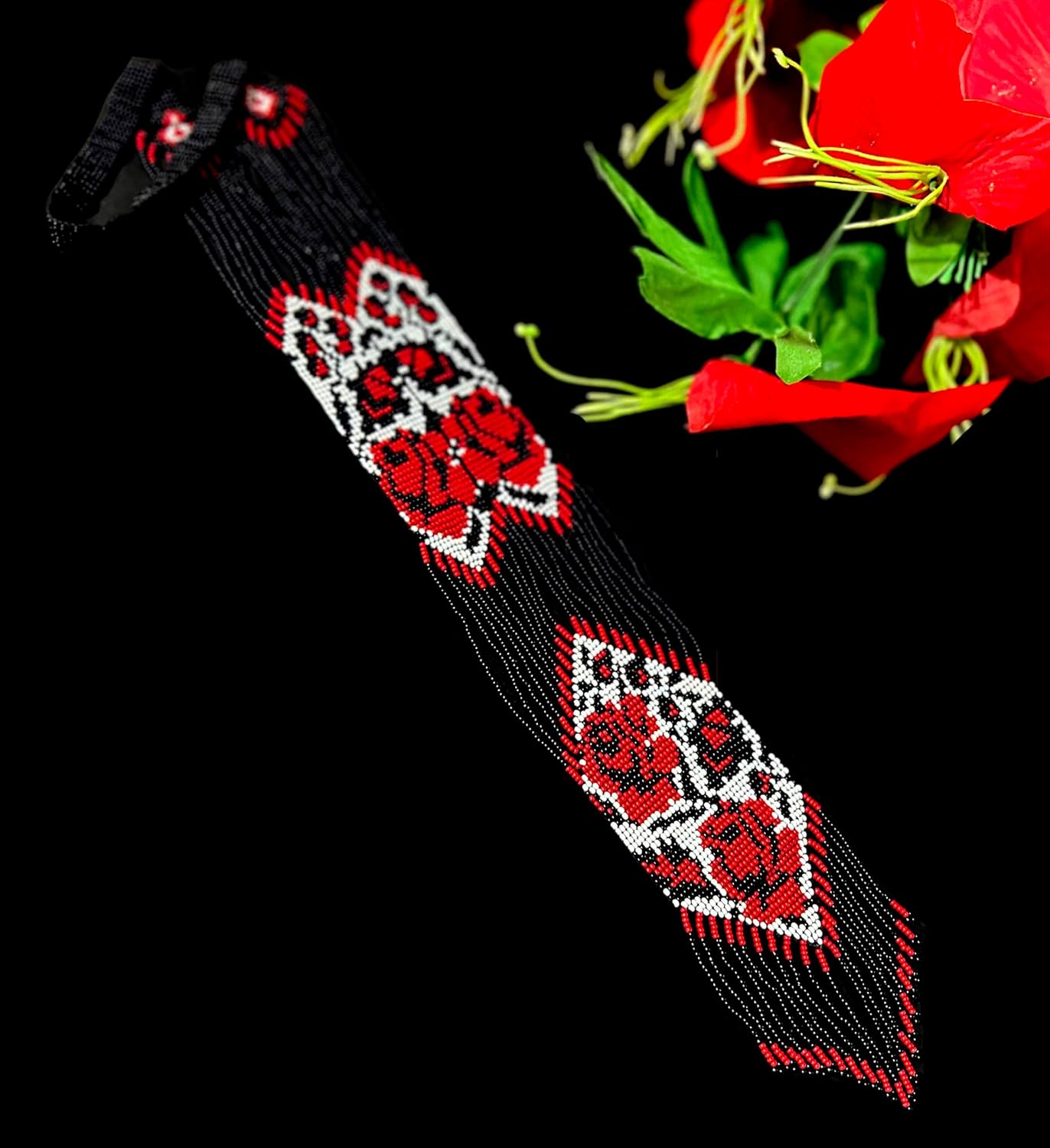 Native American Style beaded necklace for women Boho Statement Designer Jewelry Handmade Seed bead Long with earrings (#2) - Image 4