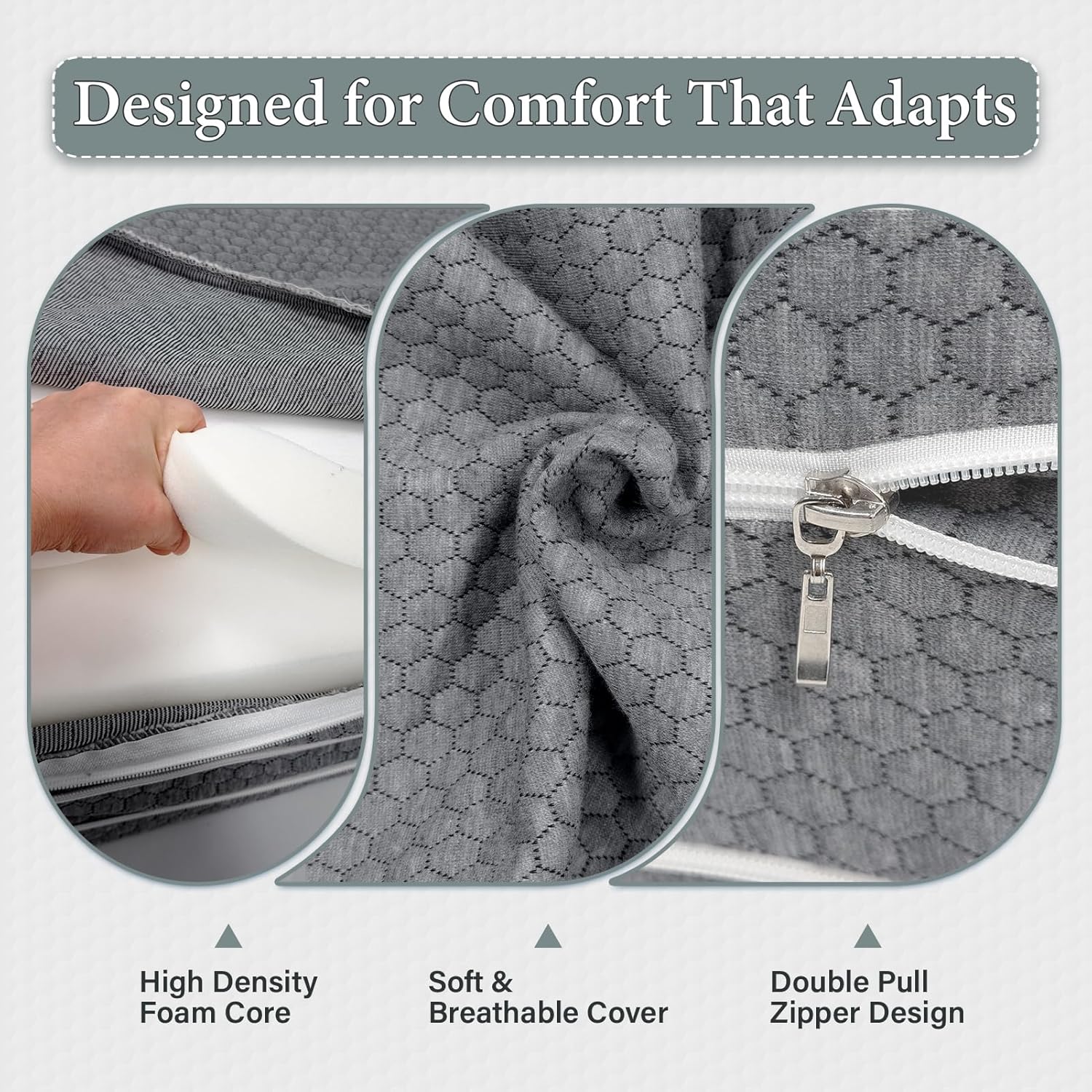 Bed Wedge Pillow for Sleeping, Adjustable Ergonomic Elevated Pillow for Sleep Apnea Acid Reflux GERD Snoring After Surgery Recovery Pregnancy, Leg/Neck/Back Pain (Grey)