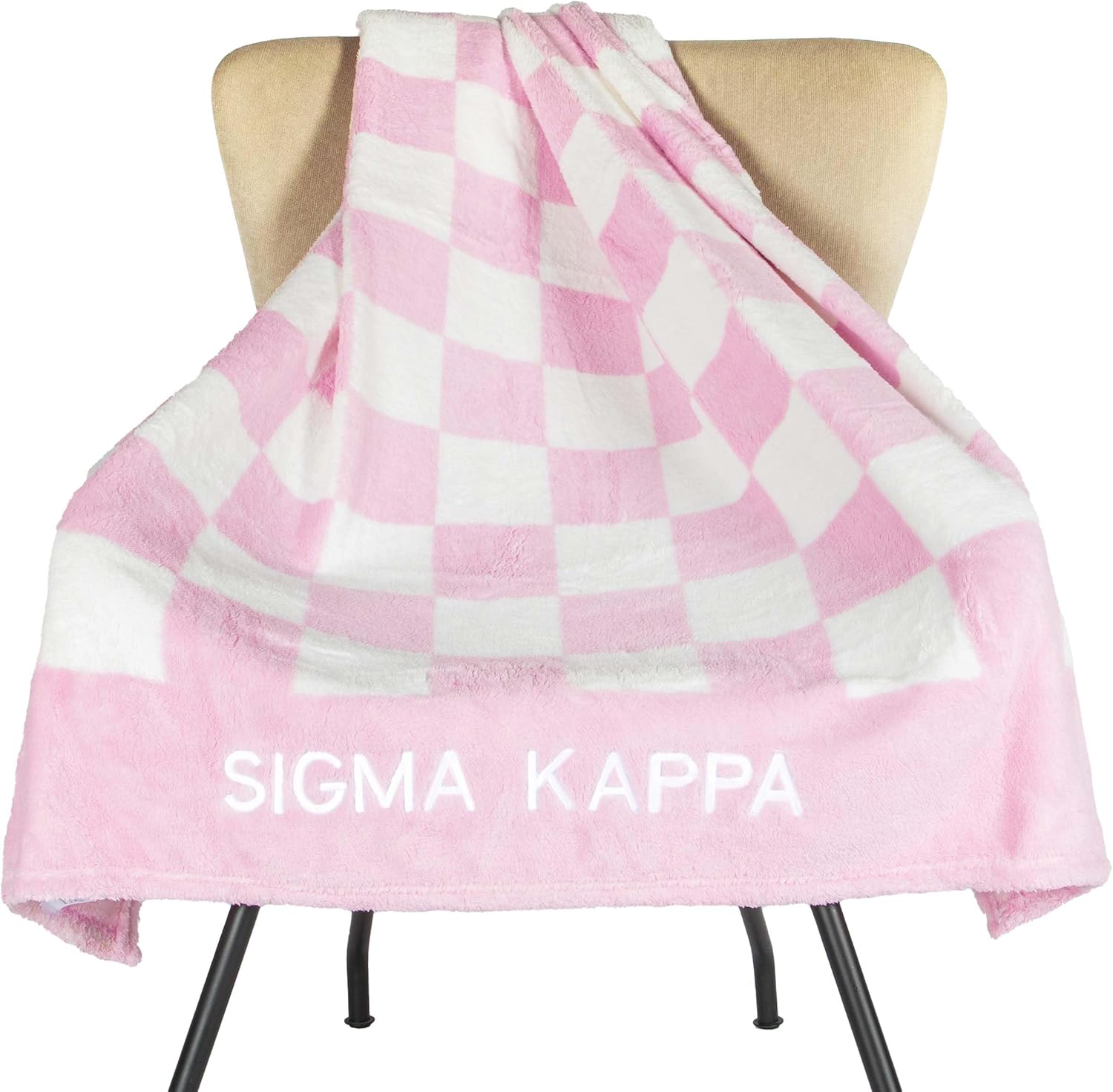 Sorority Shop Sigma Kappa Thick Checkered Blanket - Soft, Cozy, Comfortable Gift for Women - 50" X 62"