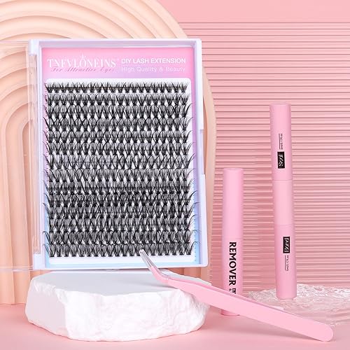 Miniatura 7 de TNFVLONEINS - Kit de extensiones de pestañas individuales, 280 unidades, rizo D, kit de extensión de pestañas de 0.35-0.63 pulgadas con unión y