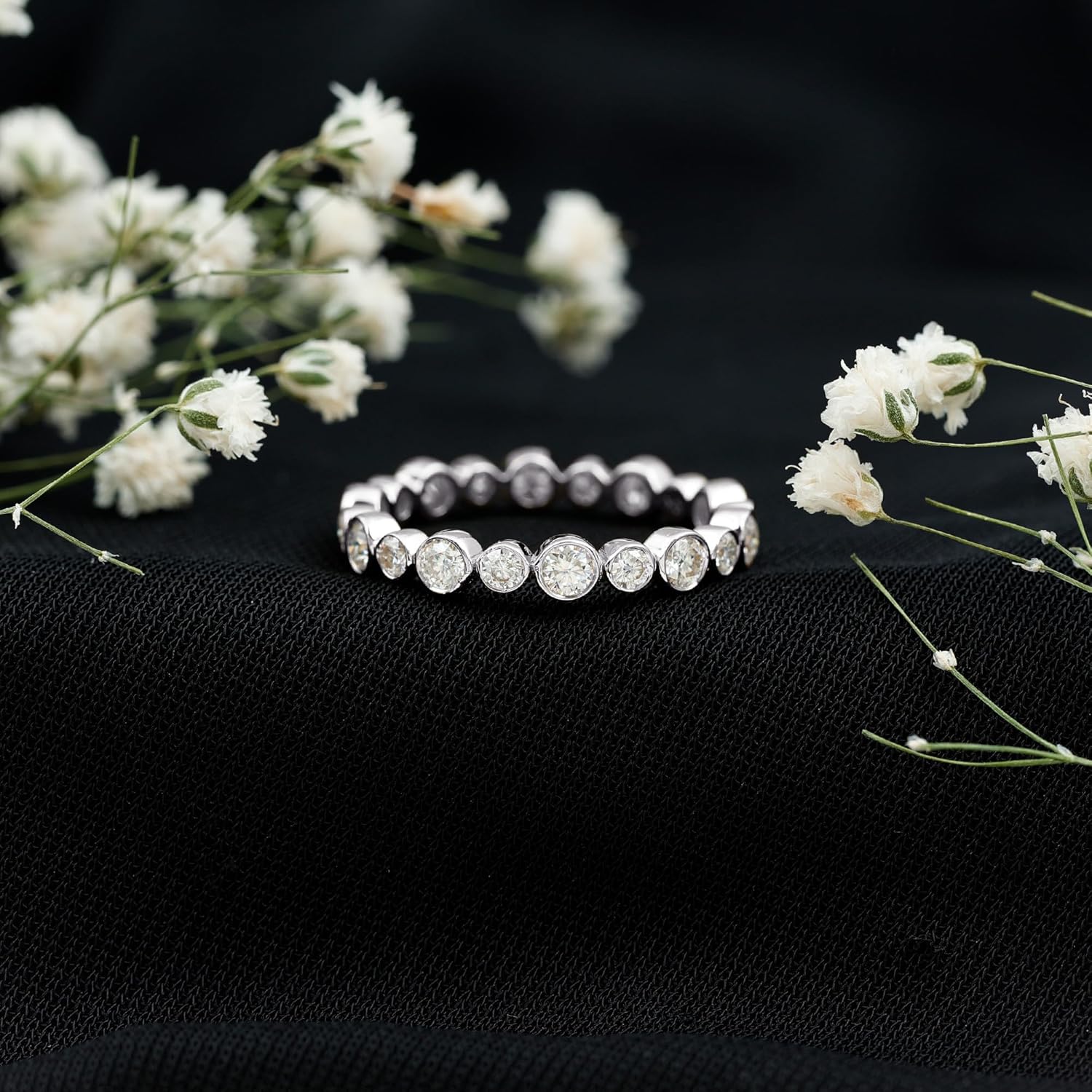 Certified Lab Grown Diamond Eternity Band, Ef-vs Quality, Bezel Set Diamond Anniversary Ring - With Jewelry Box