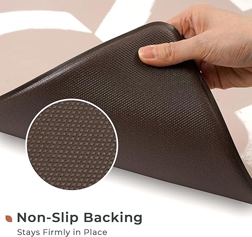 Miniatura 5 de FRESHMINT Juego de 2 tapetes de cocina acolchados antifatiga para el piso, impermeables, antideslizantes, cómodos, alfombra de cocina minimalista