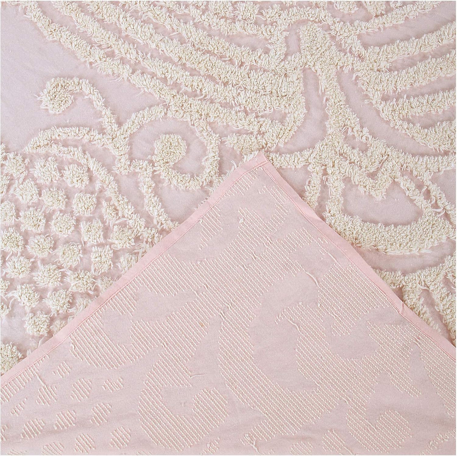 Better Trends 1 Piece Chenille Bedspread King Size 100% Cotton Chenille Bedspread Lightweight Bedding Floral Design Bedroom Decor Pink Florence Collection