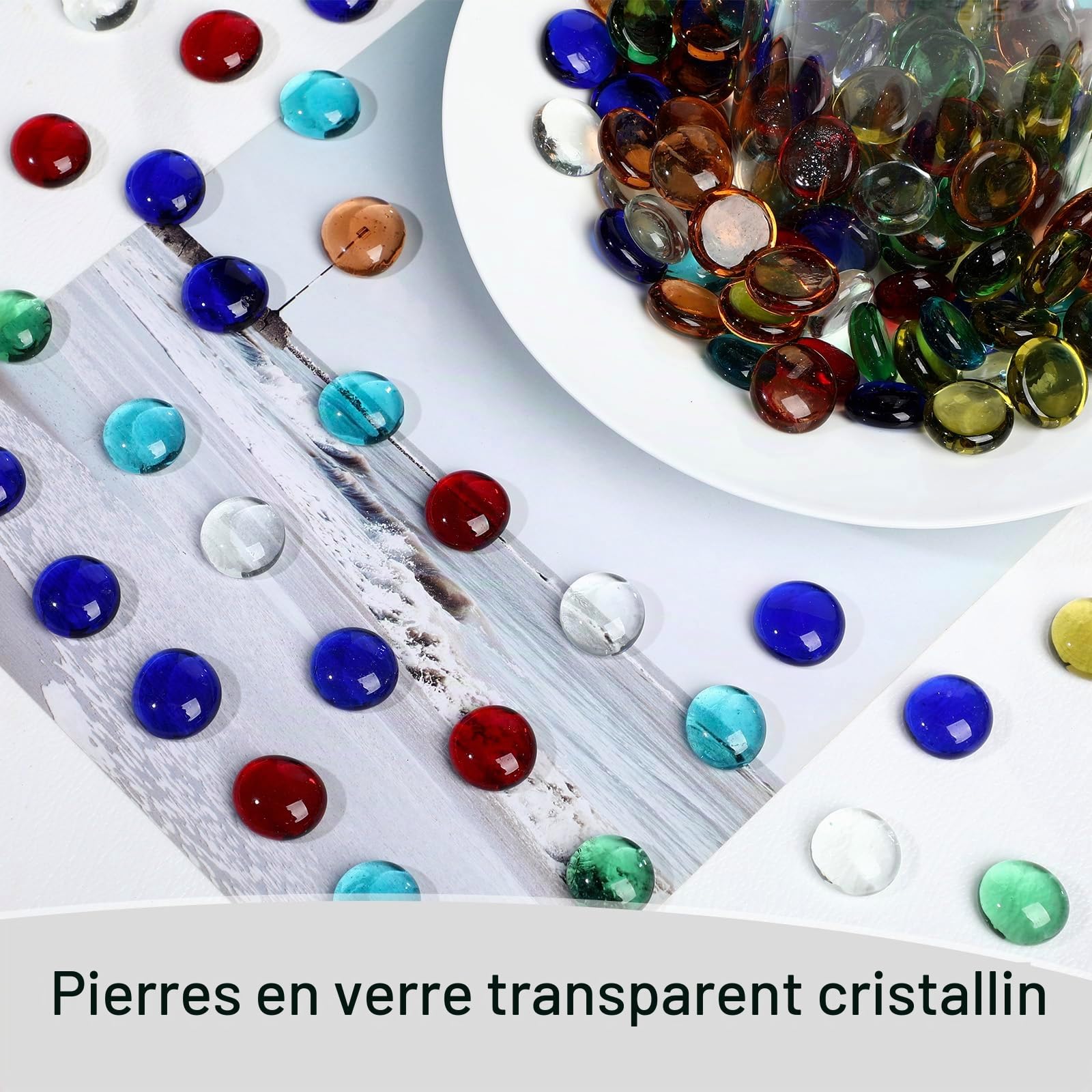 Billes plates 15-20 mm 210 pièces 900 g décoratives aquarium vase plantes DIY