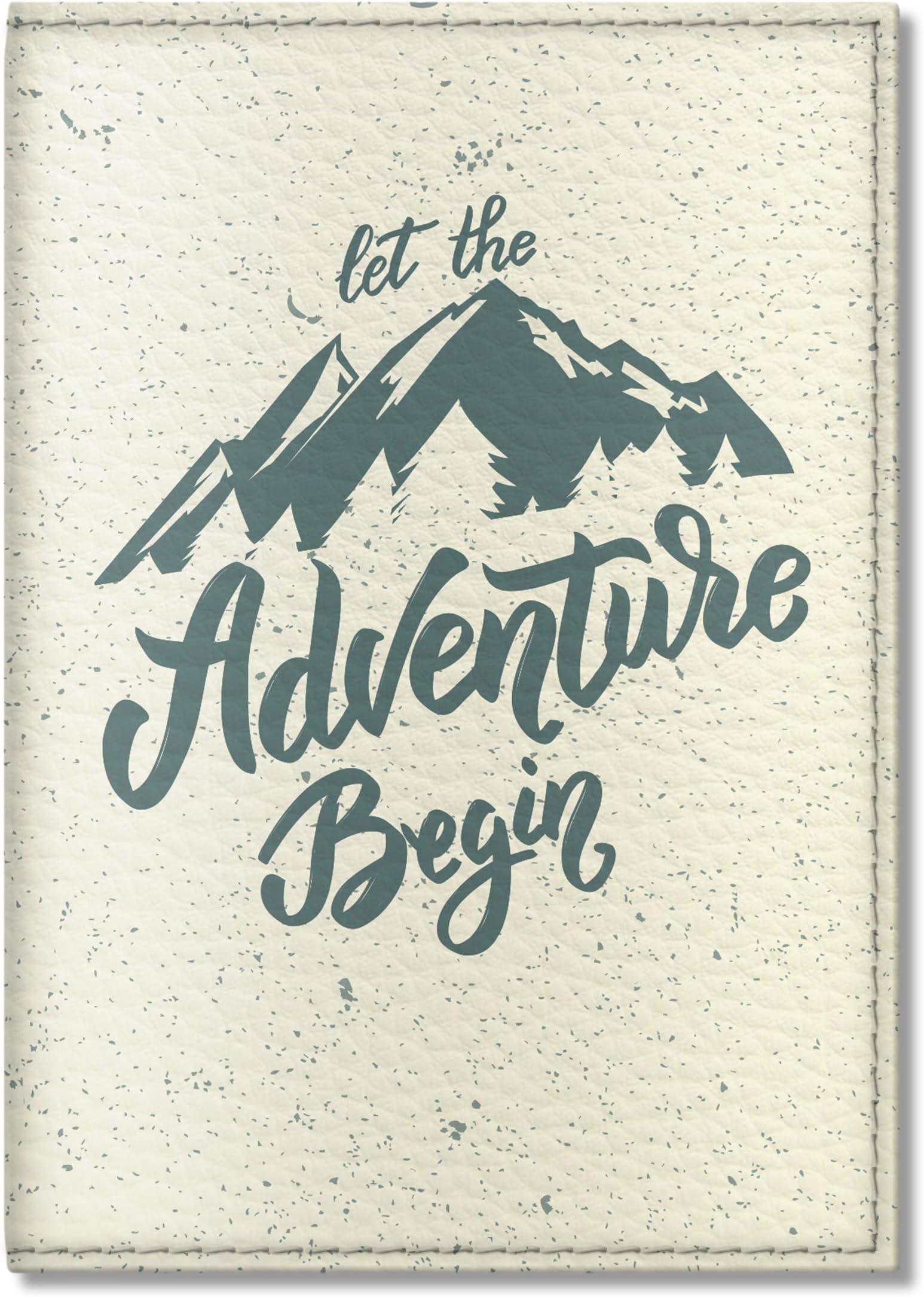 Quttie, Travel Vegan Eco Leather Passport Cover for Women, Men (Let The Adventure Begin)