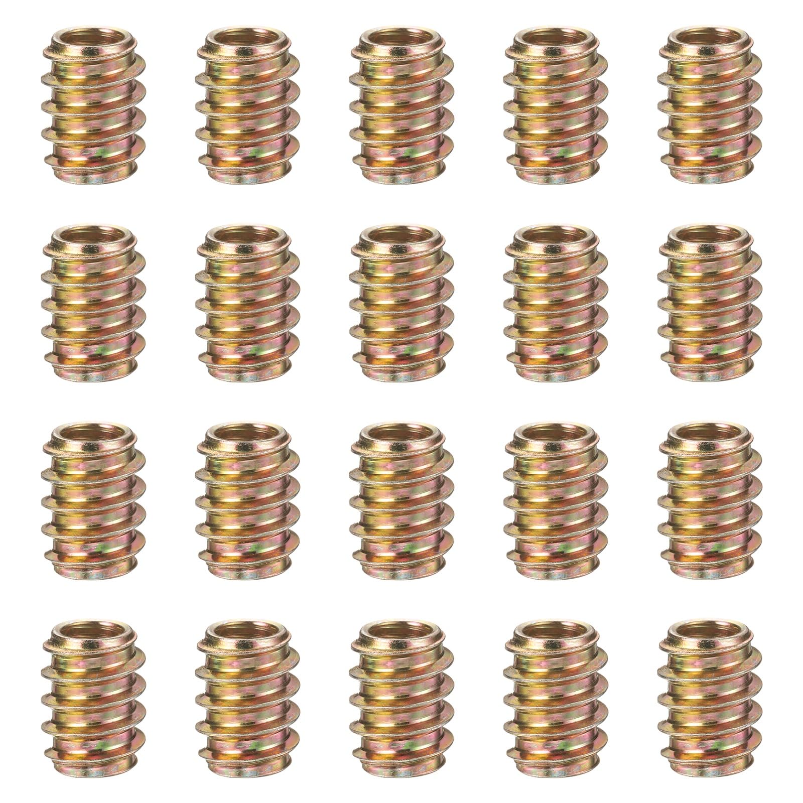 PATIKIL 20pcs Straight Nuts Hex Drive Threaded Inserts for Wood, M6 x 15mm Q235 Carbon Steel Threaded Insert Furniture Screw Nuts for Wood Tools Flush Bolt Headless Hardware Nuts