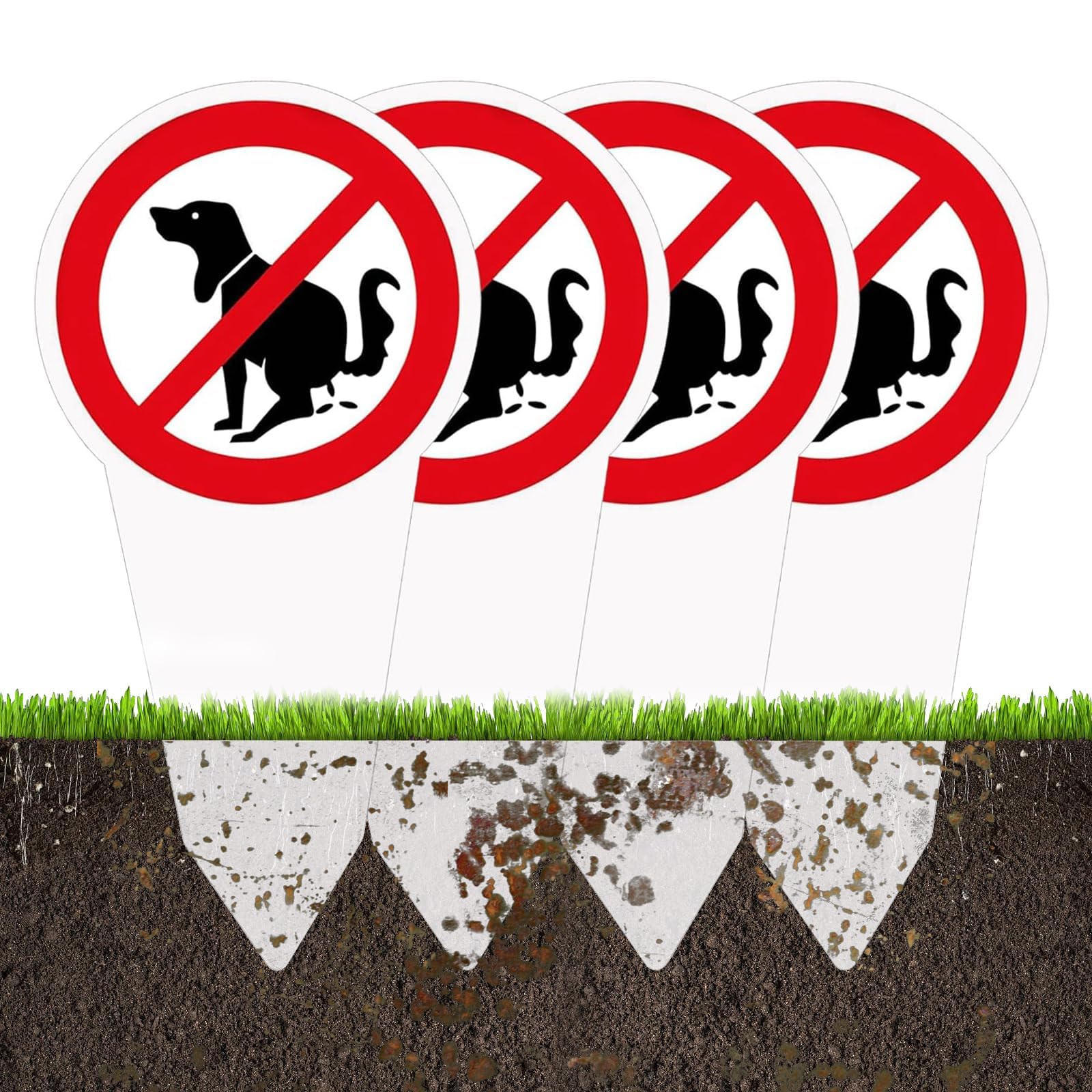 2 Cartelli Di Avvertimento Per Cani Con Palo – PVC Resistente, 30x15 Cm, Effetto Luminescente, Perfetti Per Giardino E Parchi