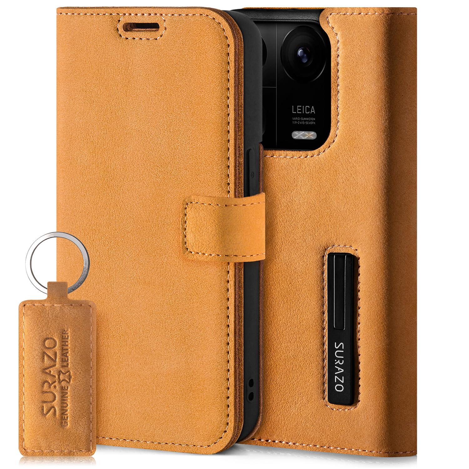 Custodia Portafoglio In Vera Pelle SURAZO Per Redmi Note 13 Pro 5G: Con Protezione RFID, Supporto Magnetico E Scomparti, Colore Borgogna