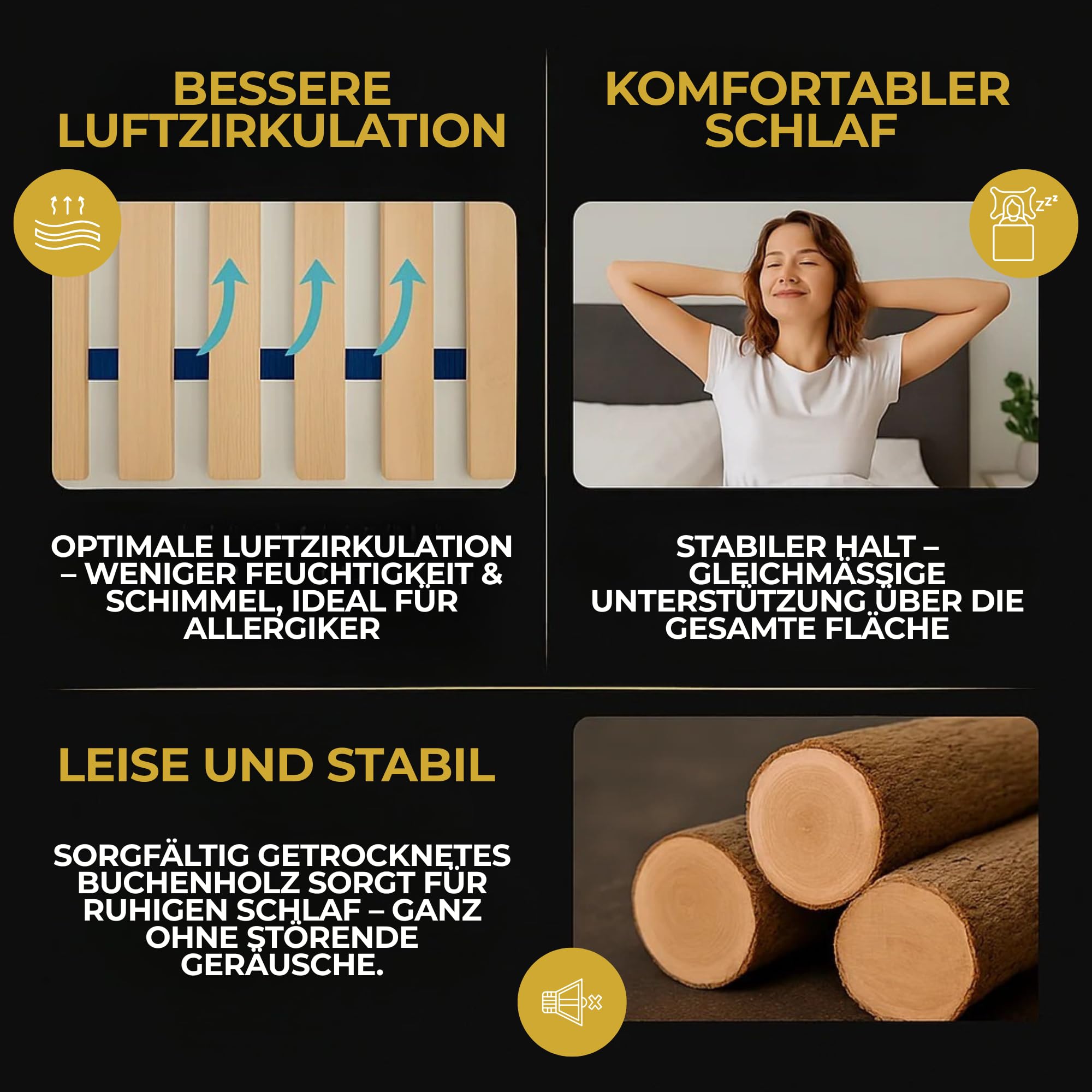 INNOVAHOME Premium Rollrost 140x200 - Zweiteiliger Buchenholz Lattenrost