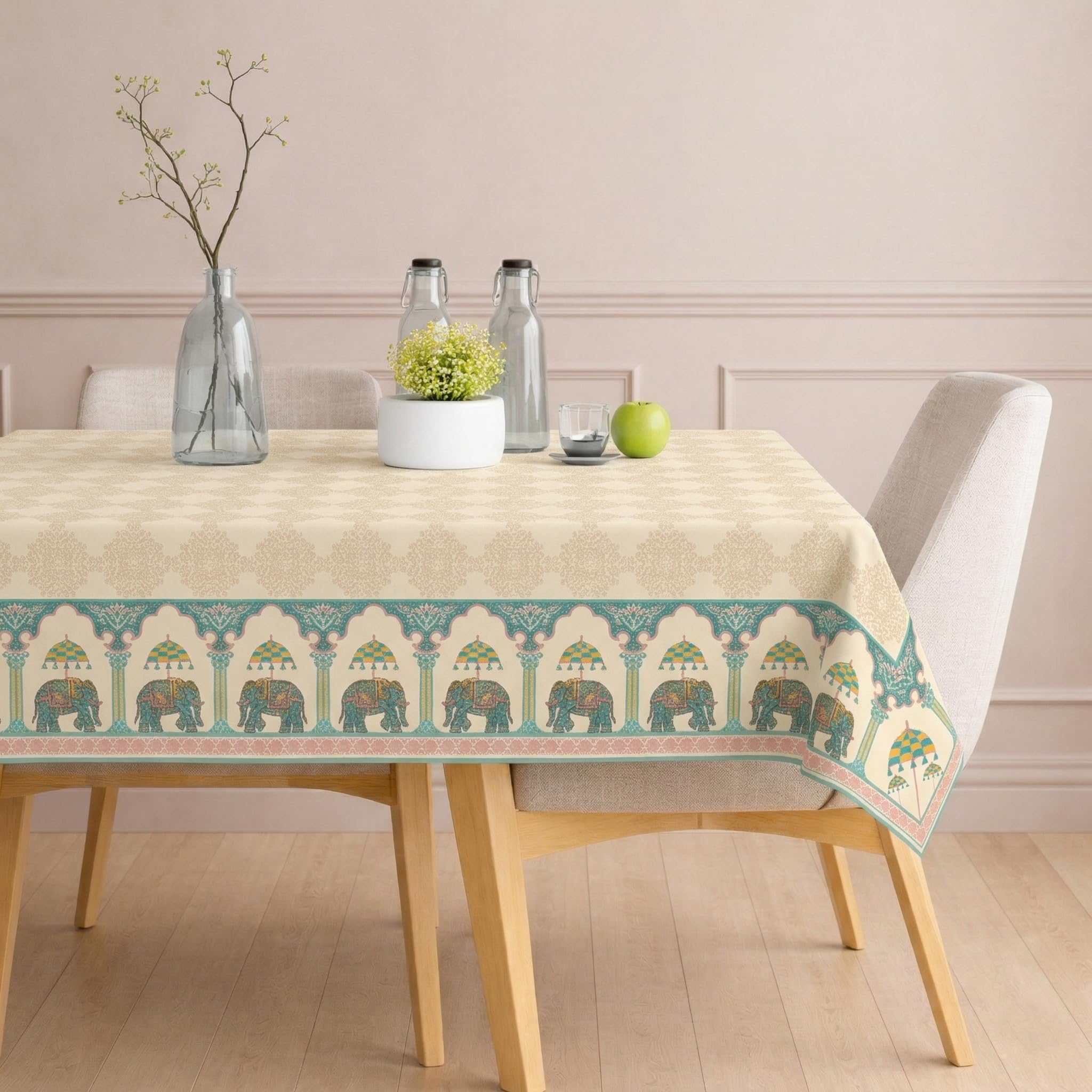 STITCHNEST 'Tavola Luxe Series' Dining Table Cover 54x78 Inches | 4 Seater - 6 Seater Rectangular Dining Table Cover | Premium Fabric, Washable & Colour Fast