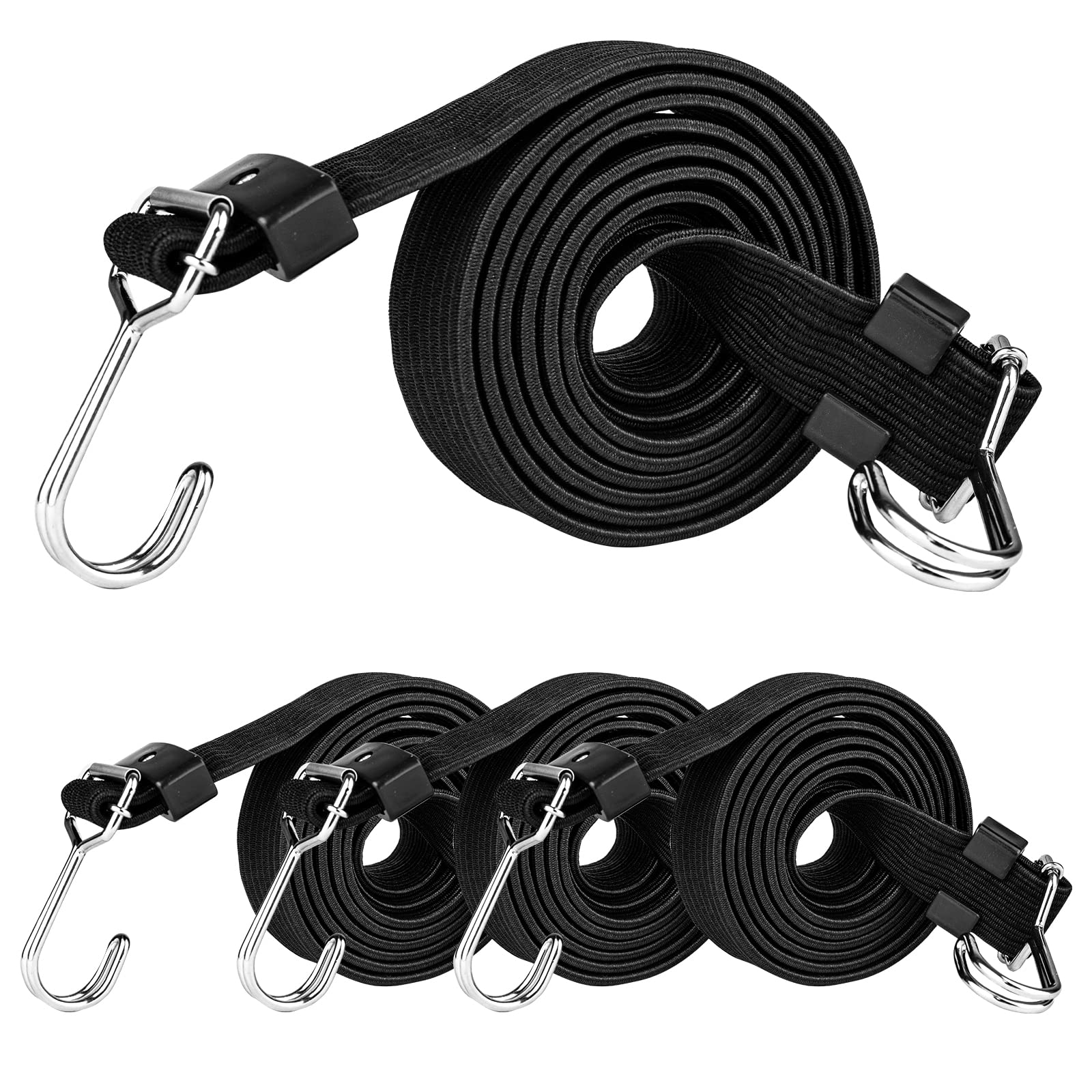 Buy 4Pack Bungee Cords with Hooks Set, Heavy Duty 80inch Wide Flat
