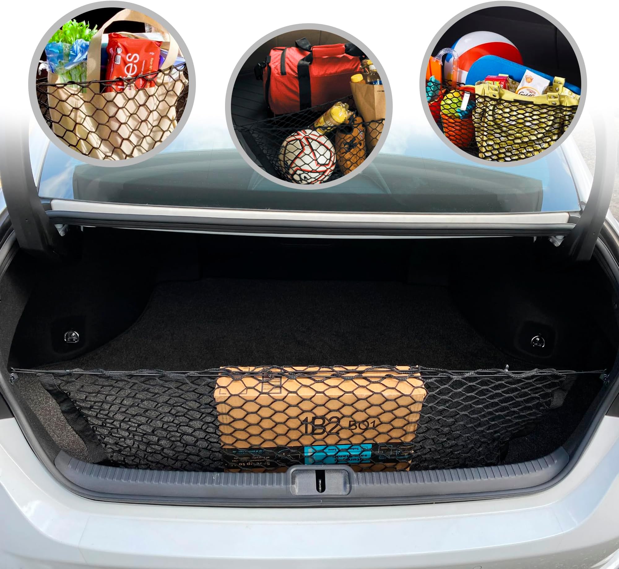 TN TrunkNets Inc Envelope Style Trunk Cargo Net Black for Lexus ES 2019-2023 - Car Accessories - Premium Trunk Organizers and Storage - Cargo Net for Sedan - Vehicle Carrier Organizer for Lexus ES